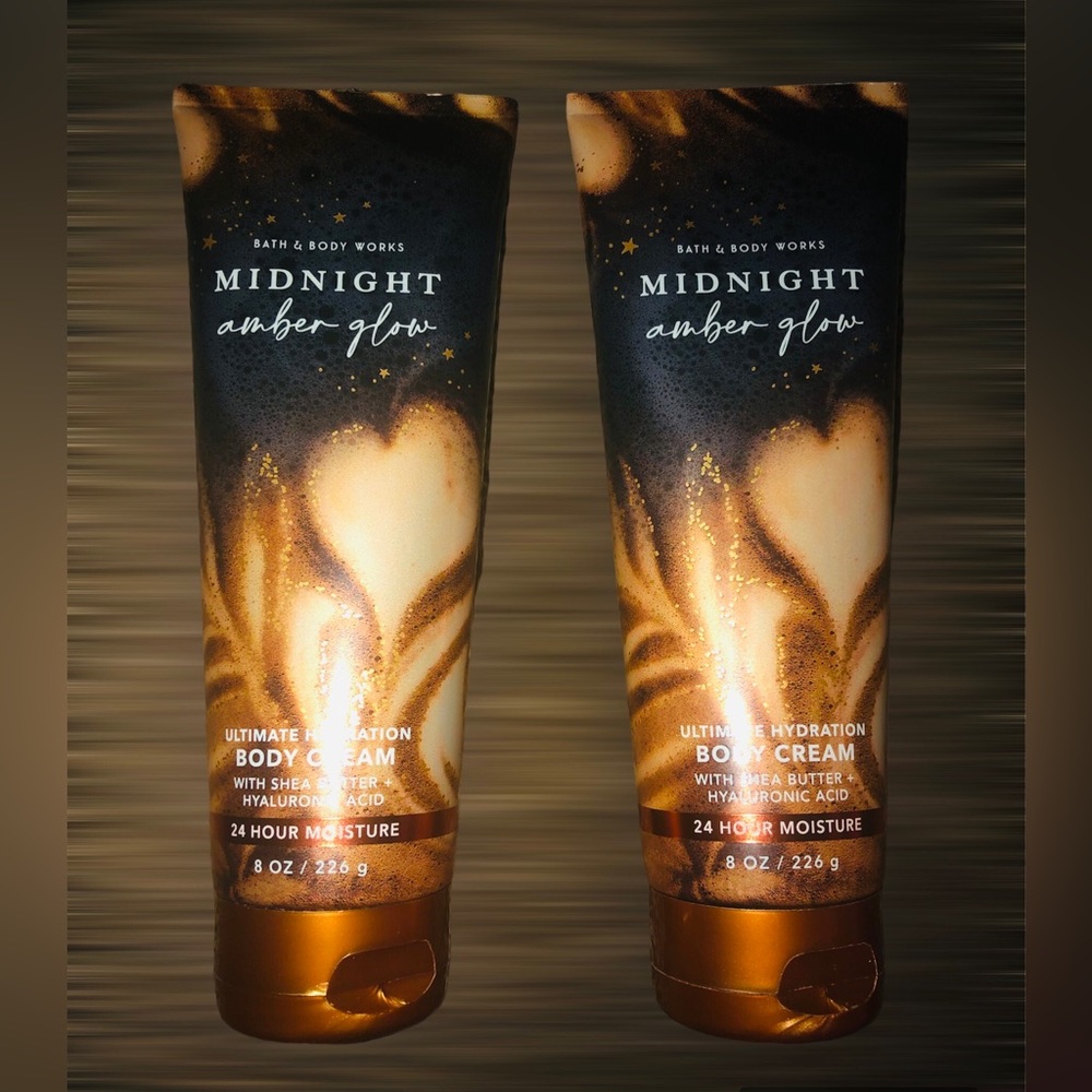 2 New Midnight Amber Glow Bath and Body Works Body Creams